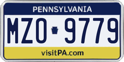 PA license plate MZO9779