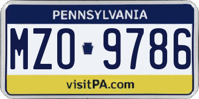 PA license plate MZO9786