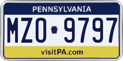 PA license plate MZO9797