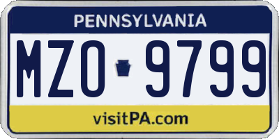 PA license plate MZO9799