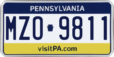 PA license plate MZO9811