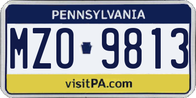 PA license plate MZO9813