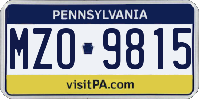 PA license plate MZO9815