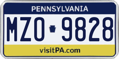PA license plate MZO9828