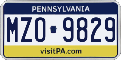 PA license plate MZO9829