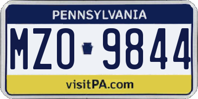 PA license plate MZO9844
