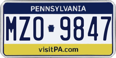 PA license plate MZO9847