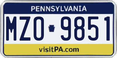 PA license plate MZO9851