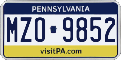PA license plate MZO9852