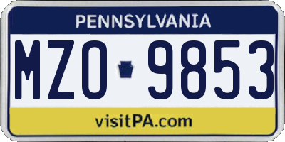 PA license plate MZO9853