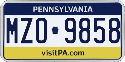 PA license plate MZO9858