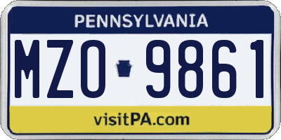 PA license plate MZO9861