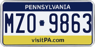 PA license plate MZO9863