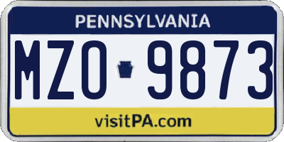 PA license plate MZO9873