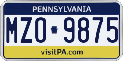 PA license plate MZO9875