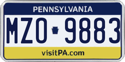 PA license plate MZO9883