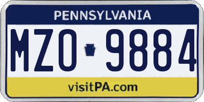 PA license plate MZO9884