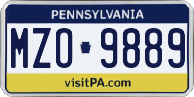 PA license plate MZO9889