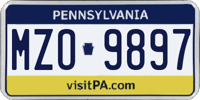 PA license plate MZO9897