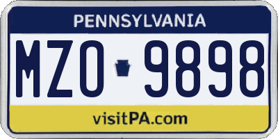 PA license plate MZO9898