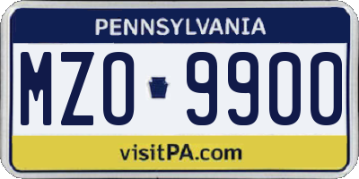 PA license plate MZO9900