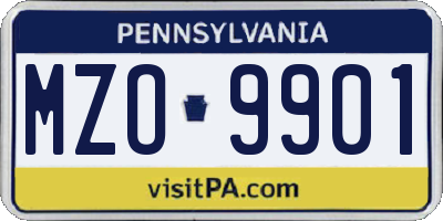 PA license plate MZO9901