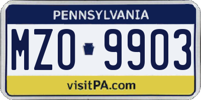 PA license plate MZO9903