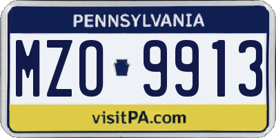 PA license plate MZO9913