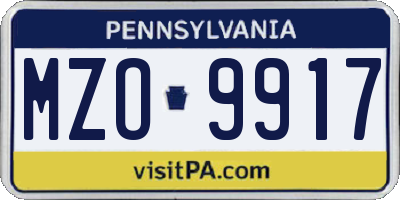 PA license plate MZO9917