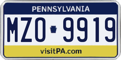 PA license plate MZO9919