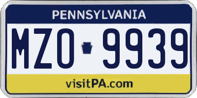 PA license plate MZO9939