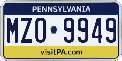 PA license plate MZO9949