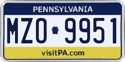 PA license plate MZO9951