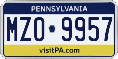 PA license plate MZO9957