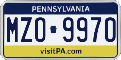 PA license plate MZO9970
