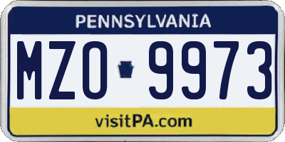 PA license plate MZO9973