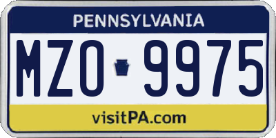 PA license plate MZO9975