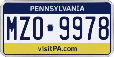PA license plate MZO9978
