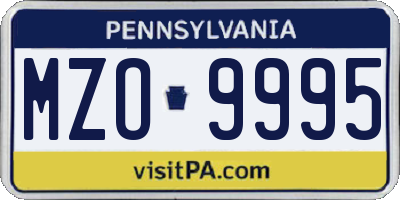 PA license plate MZO9995