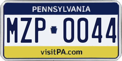 PA license plate MZP0044