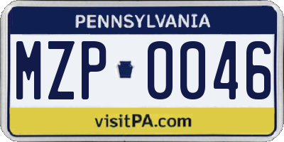 PA license plate MZP0046
