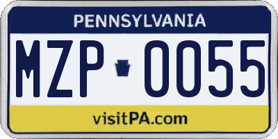 PA license plate MZP0055