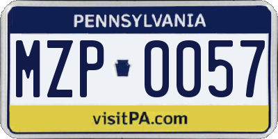 PA license plate MZP0057