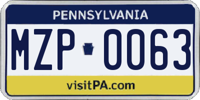 PA license plate MZP0063
