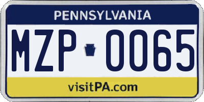 PA license plate MZP0065