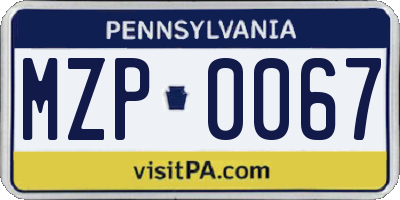 PA license plate MZP0067