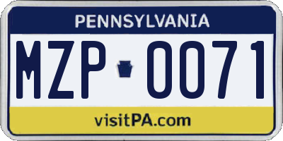 PA license plate MZP0071
