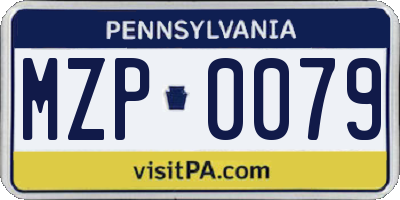 PA license plate MZP0079