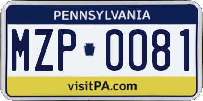 PA license plate MZP0081