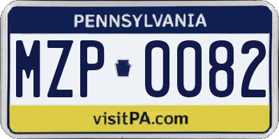PA license plate MZP0082